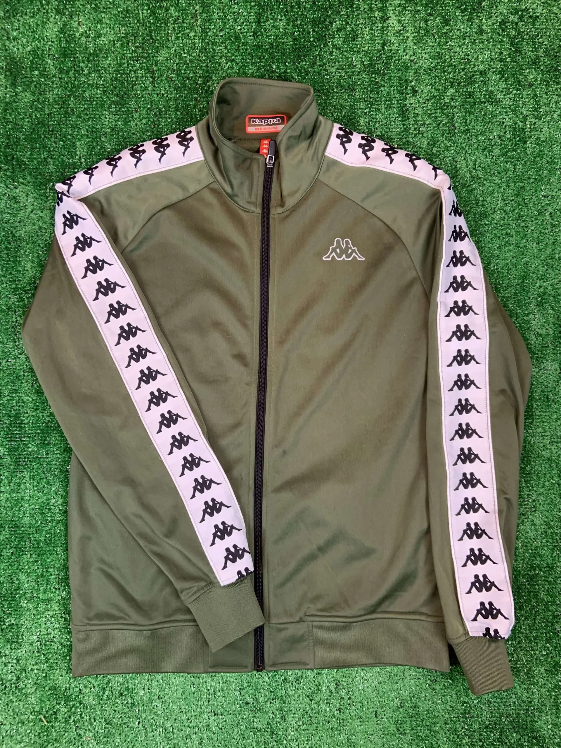 Felpa Kappa Verde Militare e Bianca Taglia M Unisex Vade Retro