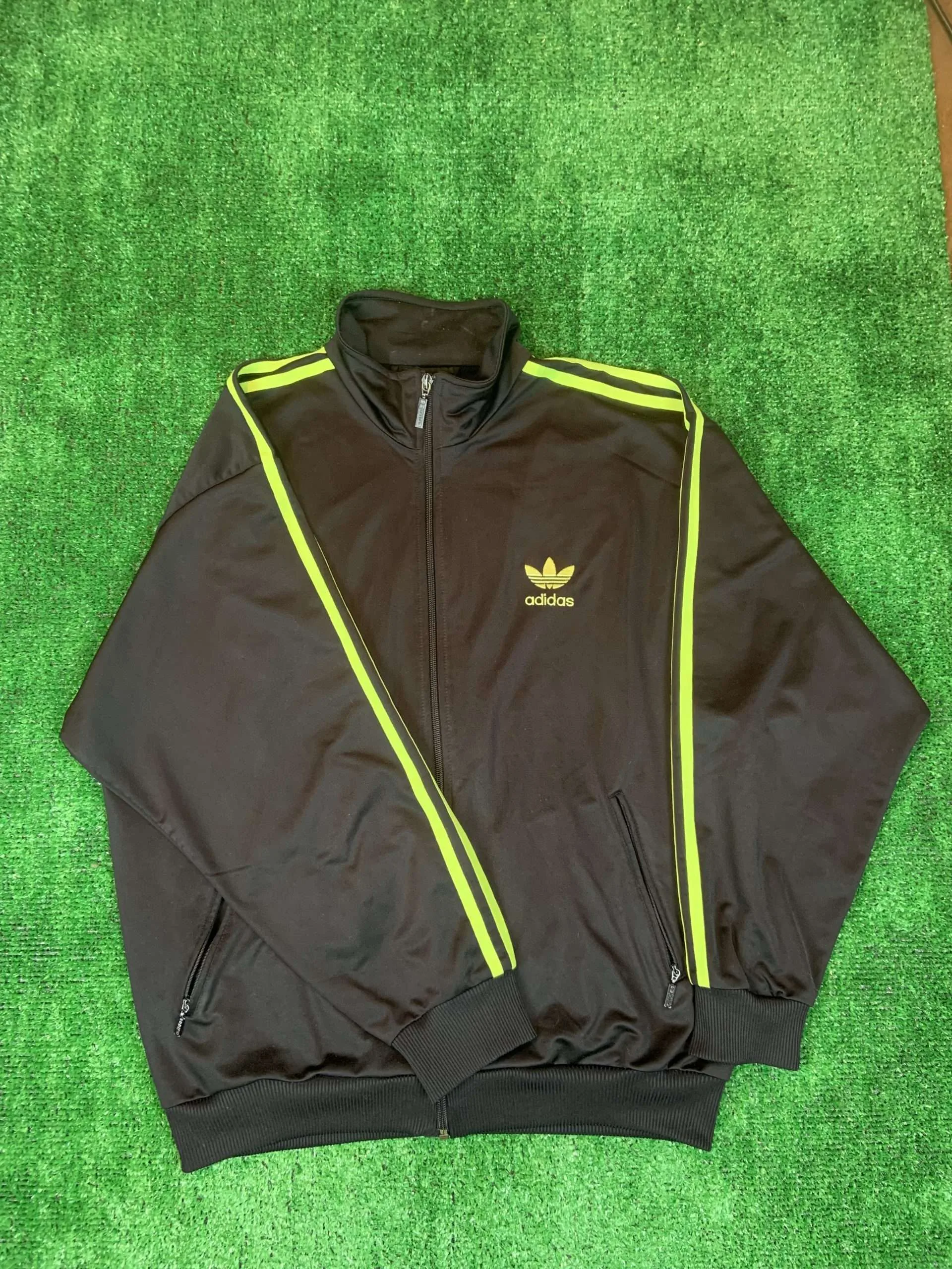 Felpa Adidas Zip Nero Oro Anni 80 Taglia L Unisex Vade Retro